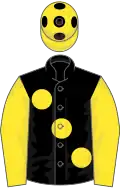 Black, large Yellow spots and sleeves, Yellow cap, Black spots
