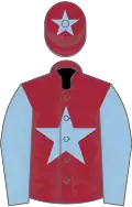 Maroon, light blue star, sleeves and star on cap