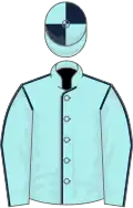 Pale blue, dark blue seams, quartered cap