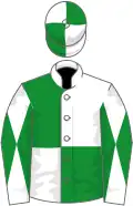White and green (quartered), diabolo on sleeves, quartered cap