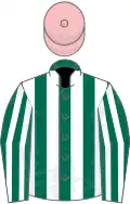 Dark Green and White stripes, Pink cap