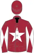 Maroon, white star, diabolo on sleeves