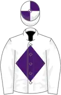WHITE, purple diamond, quartered cap