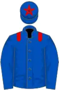 Royal blue, red epaulets and star on cap