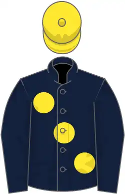 Dark blue, large yellow spots, yellow cap
