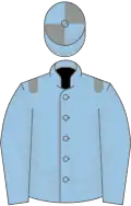 Light blue, grey epaulets, quartered cap