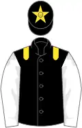 Black, yellow epaulets, white sleeves, black cap, yellow star