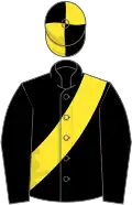 BLACK, yellow sash, quartered cap
