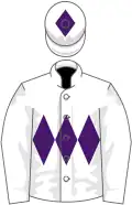 White, purple triple diamond, purple diamond on cap