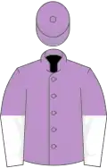 Mauve, mauve and white halved sleeves