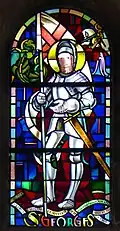 Stained glass window of Saint George.