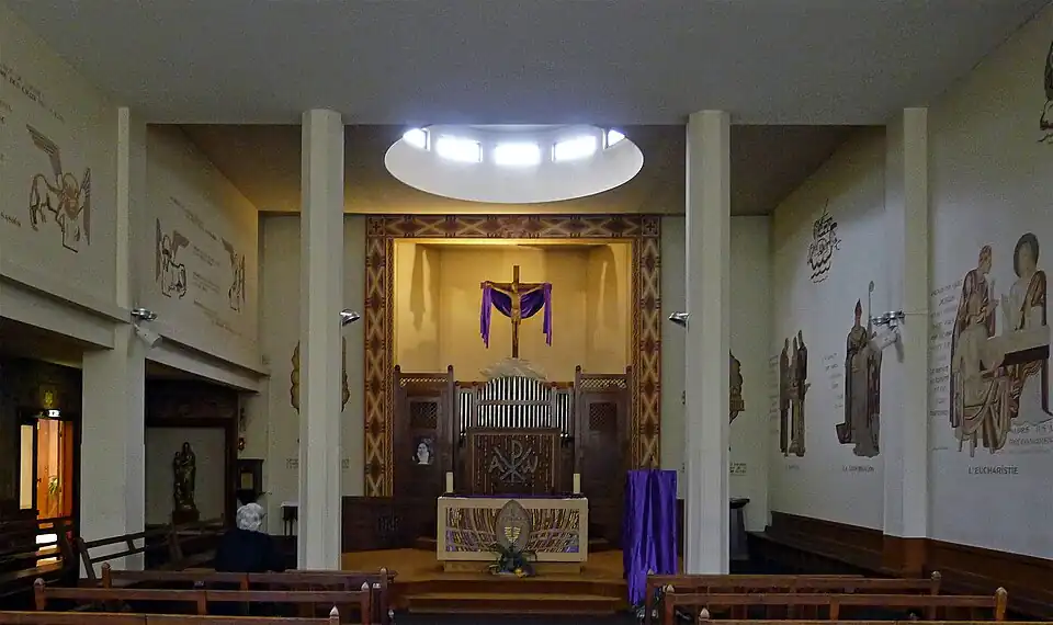 Chapel of Sainte Therese-de-Liseaux, with mural of the seven sacraments
