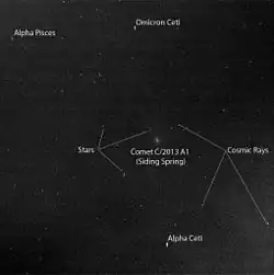Image taken by the Opportunity Rover of Comet Siding Spring from the Martian surface on 19 October 2014