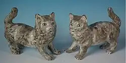 Pair of Staffordshire cat figures, circa 1920.