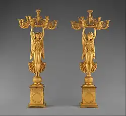 Pair of candelabra with Winged Victories; 1810–1815; gilt bronze; height (each): 127.6&nbsp;cm; Metropolitan Museum of Art (New York City)