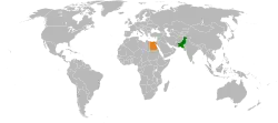 Map indicating locations of Pakistan and Egypt