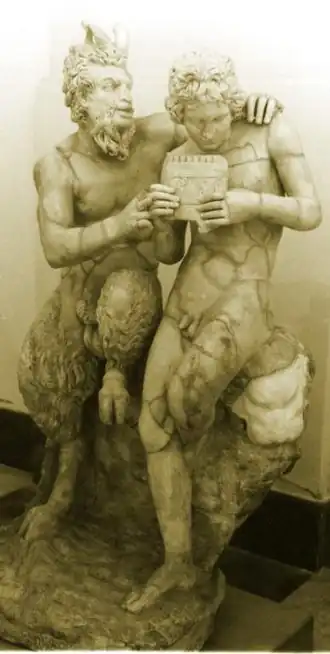 Pan teaching Daphnis to play his flute, Pompeii, c. 100 BC