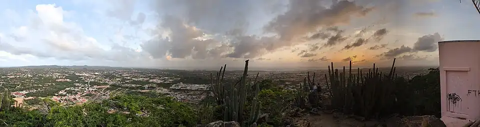 Panoramic sunset view from Hooiberg.