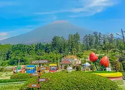 Panorama of Mount Slamet from the Lembah Asri valley