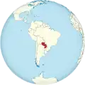 Localisation du Paraguay sur une carte d'Amérique du Sud