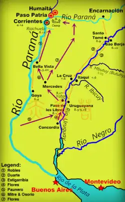 Map of the route taken by the Paraguayan army