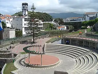 The garden Ribeira dos Moinhos alongside Ribeira Grande, part of the parish of Matriz in Ribeira Grande