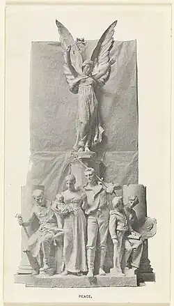 Section of arch showing angel over domestic scenes
