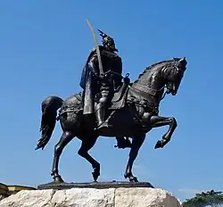 Skanderbeg monument in Tirana's main square, in Albanian called as Sheshi Skënderbej