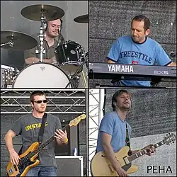 Peha performing in 2006: From top left, clockwise: Martin Migaš, Juraj Ondko, Marek Belanský, Karol Sivák