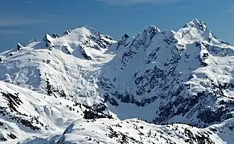 Pelion, Ossa, and Tantalus seen from the northwest on Coin Peak