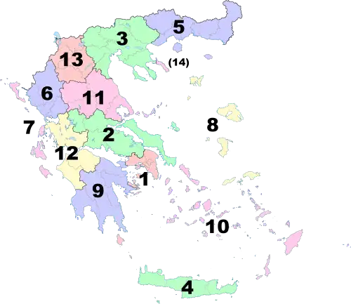 alt=Map showing modern regions of Greece