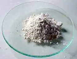 Glass plate with a pile powdered barium peroxide