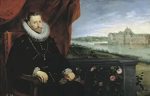 Archduke Albert with Tervuren Castle in the back by Peter Paul Rubens and Jan Brueghel the Elder