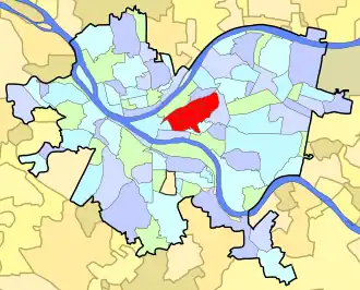 Location of the Hill District neighborhoods within the City of Pittsburgh