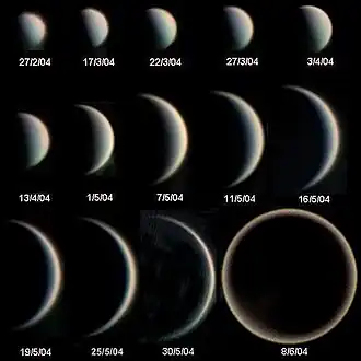 Diagram illustrating the phases of Venus