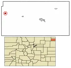 Location within Phillips County and Colorado
