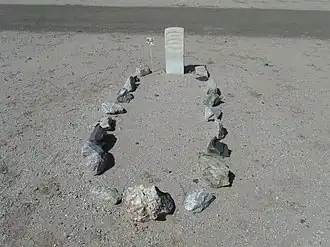 The grave of William Augustus Hancock in the "K of P & A.O.U.W. Cemetery" section.