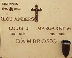 Crypt of Louis J. (Lou Ambers) D’Ambrosio (1913–1995) and his wife Margaret M. D’Ambrosio (1916–2009).