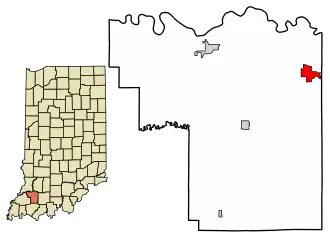 Location of Otwell in Pike County, Indiana.