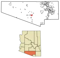 Location of Ali Chukson in Pima County, Arizona.