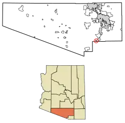Location of Arivaca Junction in Pima County, Arizona.