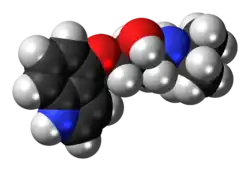 Space-filling model of the pindolol molecule