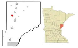 Location of the city of Finlayson within Pine County, Minnesota