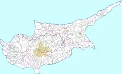 Map of Cyprus with the Pitsilia area highlighted