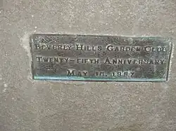 Plaque of the Beverly Hills Garden Club in the Will Rogers Memorial Park