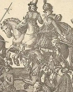 Probable self-portrait at centre of Funeral of Charles III of Lorraine