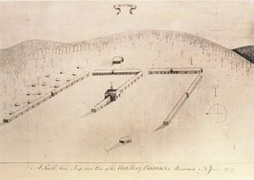 John Lillie drawing of the Pluckemin Cantonment 1779