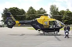 The Western Counties Air Operations Unit Eurocopter EC 135 T2 providing law enforcement and medical assistance in the Avon and Somerset Police, and Gloucestershire Police areas, was based at the airport. This role has since been taken up by the National Police Air Service.