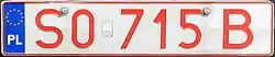 A rectangular plate reading S0715B in red