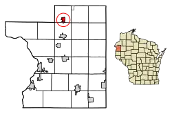 Location of Frederic in Polk County, Wisconsin.